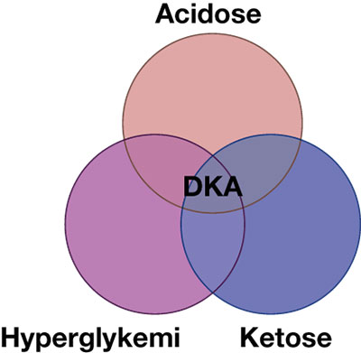 Fig.1 Diabetisk ketoacidose (DKA) består av en kombinasjon av 3 tilstander.